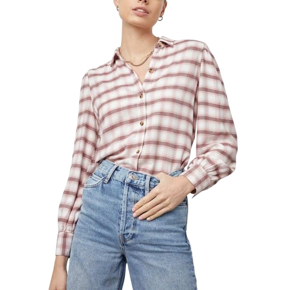 RAILS Angelica Plaid Flannel Button LS Shirt Mauve Rose Iron Medium‎ $168